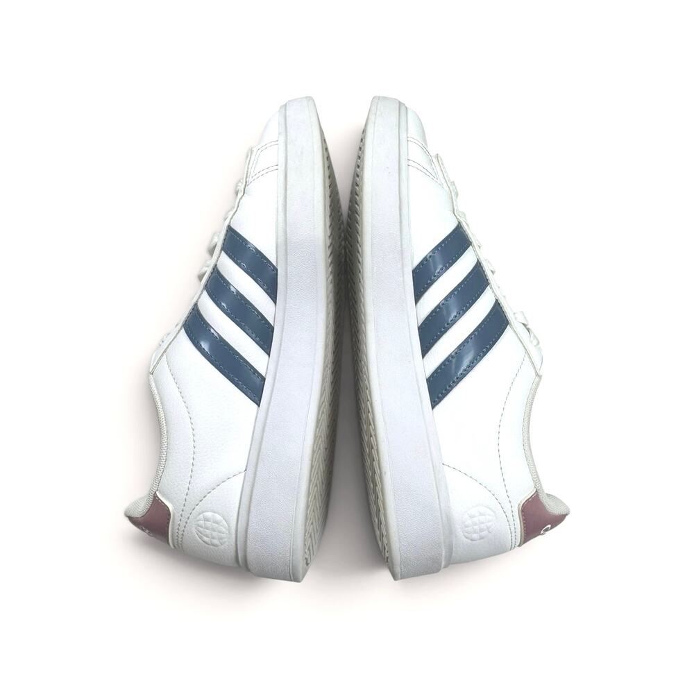 Adidas Women's Grand Court 2.0 Tennis Shoes Blue Stripe Pink Heel Tab White 7.5 - Picture 6 of 10